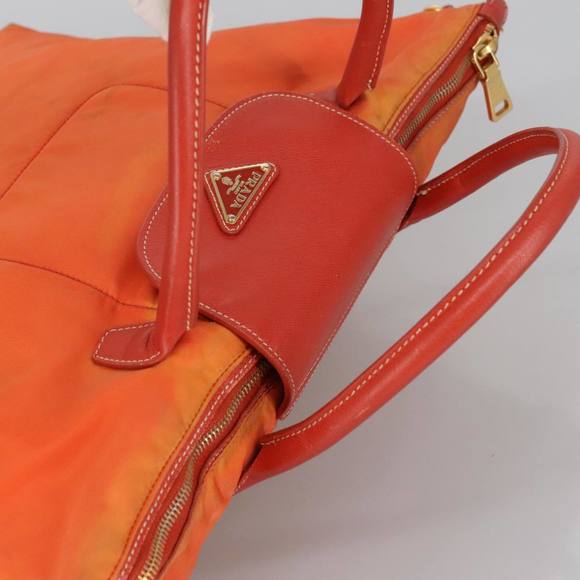 PRADA Hand Bag Nylon Leather 2way Orange Auth 99127 - Picture 6 of 16